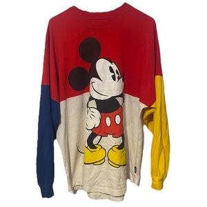 Mickey Mouse Color Block Disney Spirit Jersey Sz M Long Sleeve 100% Cotton